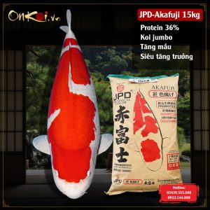 JPD-akafuji thức ăn vip 9999 cao cấp 36% protein siêu tăng mầu và tăng trưởng body thế hệ mới 15kg/bao CA04